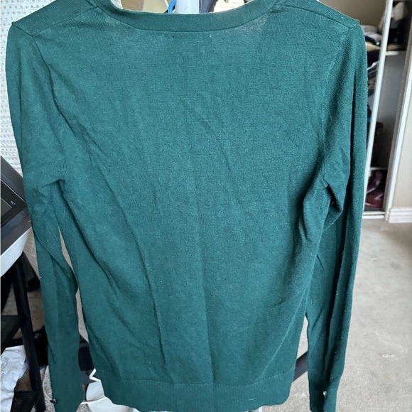 New York & Company Medium Sweater Green V-Neck Button Up Fancy Buttons - Picture 4 of 12